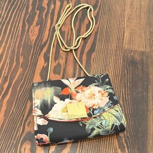 Ted Baker Black and Gold Floral Clutch